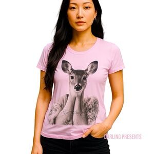 ROCKSTARS & ANGELS BAMBI TEE SHIRT WOMEN COLOR ROSE SIZE S